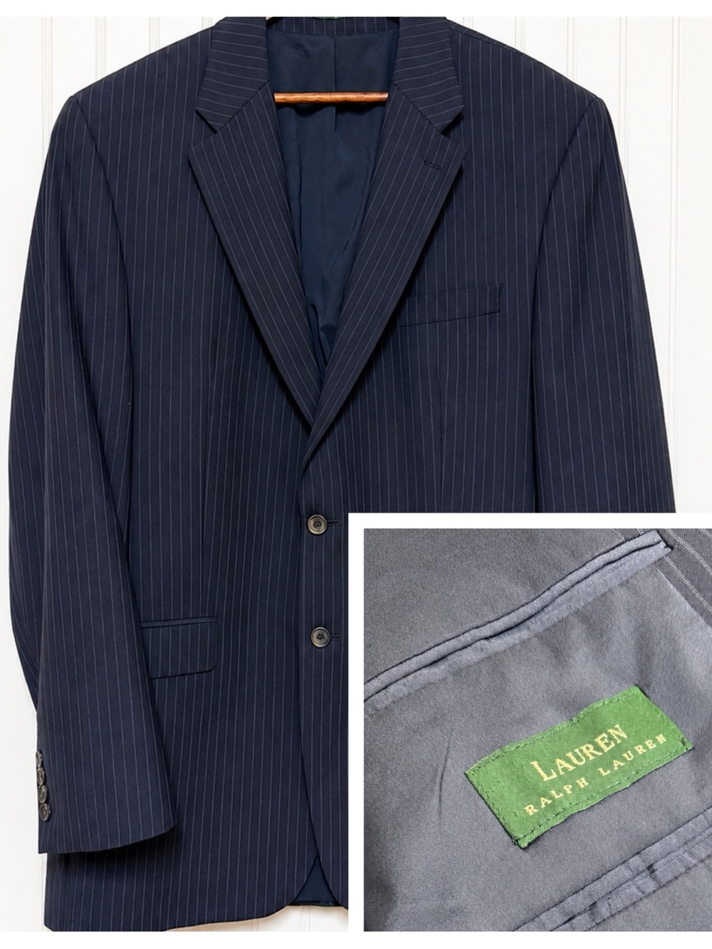 Lauren Ralph Lauren Navy Pinstripe Men's Suit Jacket